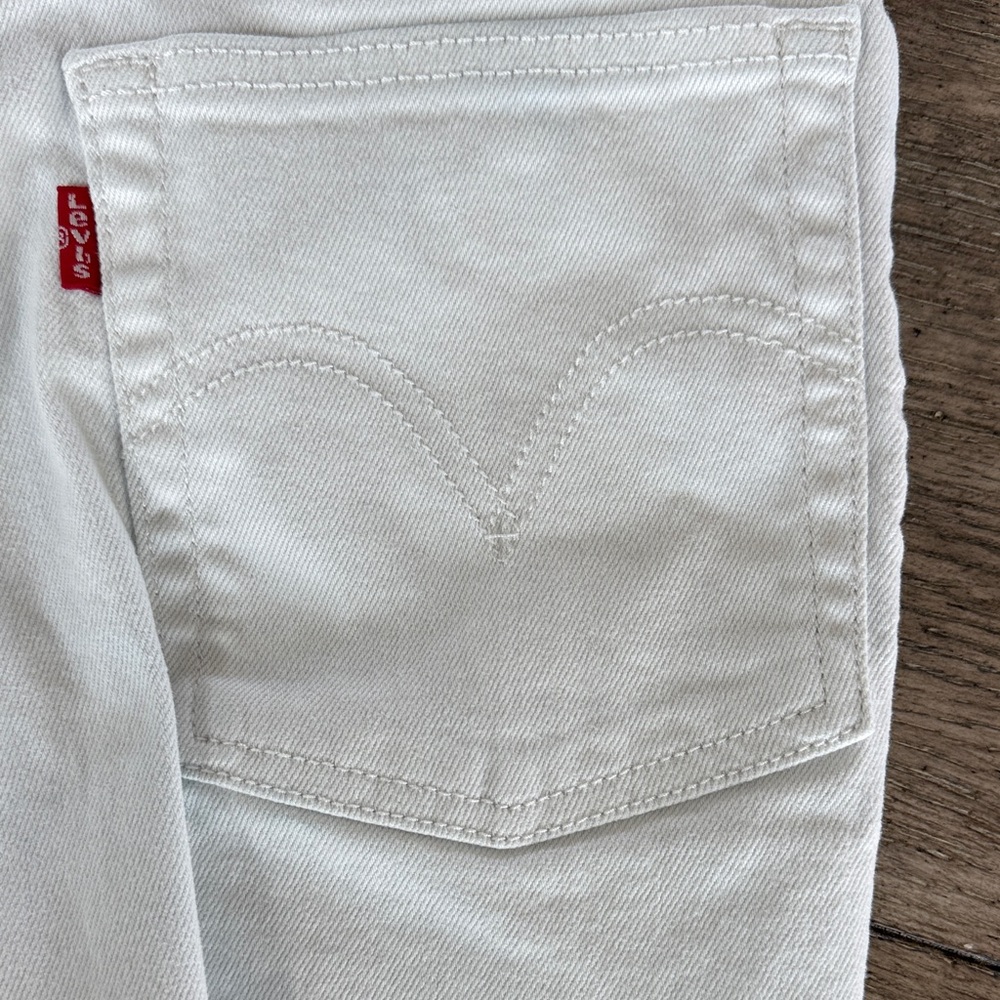 Levi's White High Waist Distressed Jean Shorts - Picture 3 of 13